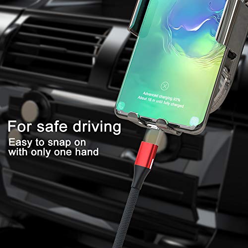 N. NETDOT 2-in-1 Magnetic Charging Cable – Fast Charging Nylon Braided USB-C & Micro-USB Charger (1 ft, 3-Pack Red) – Durable, Snap-on Design for Effortless Connectivity and Travel Convenience