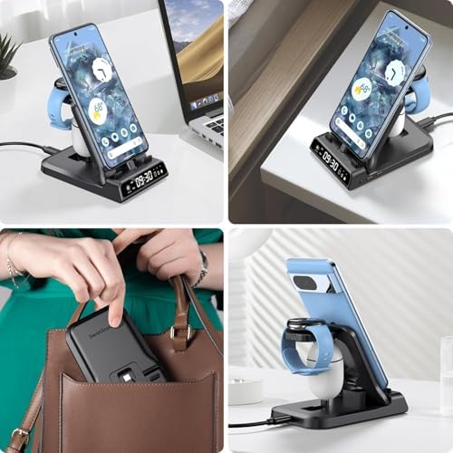 Revolutionary 3-in-1 USB C Charging Hub for Google Pixel Devices – 25 W Super Fast Charging Dock for Pixel Watch 1 & All Pixel Generations Including Pixel Buds Pro/2/A-Series – Sleek, Space-Efficient Design for Optimal Device Organization and Rapid Power-Up