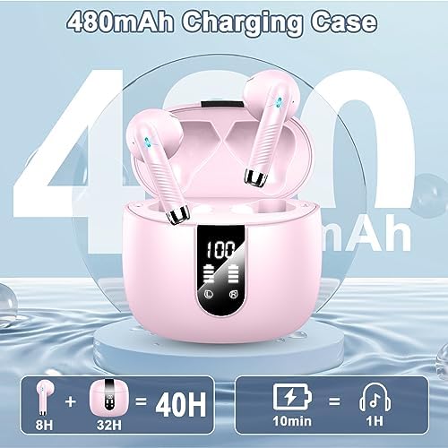 Ultimate Freedom: 2024 Bluetooth V5.4 Noise Cancelling Wireless Earbuds with IP7 Waterproofing, 40-Hour Battery Life, Dual LED Display, and Enhanced Call Clarity for Android/i OS – Chic Green Design for Active Lifestyle