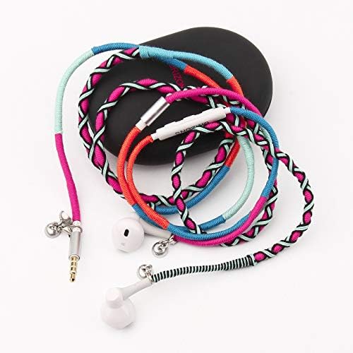 Vibrant URIZONS Nylon Braided Tangle-Free Earbuds with High-Definition Sound & Built-in Microphone – Stylish Wired Headphones Compatible with i Phone, i Pad, Mac, Android, and Samsung Devices for Ultimate Audio Enjoyment and Hands-Free Calling