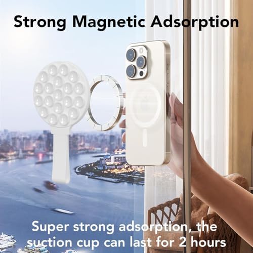 Mag Safe-Compatible Silicone Suction Cup Phone Mount with Integrated Mirror for Effortless Selfies and Video Calls – Hands-Free i Phone Accessory in Chic Pink for Ultimate Convenience and Versatility
