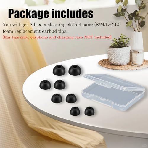 Upgrade Your Samsung Galaxy Buds 3 Pro Experience with Premium Memory Foam Earbud Tips – 4 Pairs of Comfort-Enhanced Eartips for Superior Noise Isolation and Ultimate Audio Clarity – Custom Fit for All Ear Sizes – Essential Galaxy Buds Accessories