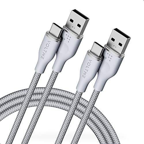 VOLTME Premium Nylon USB C Cable 2-Pack – 6 ft Fast Charging & Data Transfer Cable for Galaxy S10+/S10, Note 10/9, LG V30/V35, Moto Z2/Z3 – Universal Compatibility & Enhanced Durability for Efficient Charging Solutions