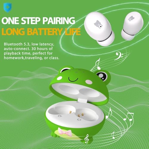 Panda-Themed Kids Bluetooth 5.3 Wireless Earbuds – Lightweight, IPX6 Waterproof, and 85 d B Volume Limiting for Safe Listening – Built-in Mic for Hands-Free Calls, Perfect for School, Travel, and Play – Durable Noise Cancelling Design for Young Audio Enthusiasts