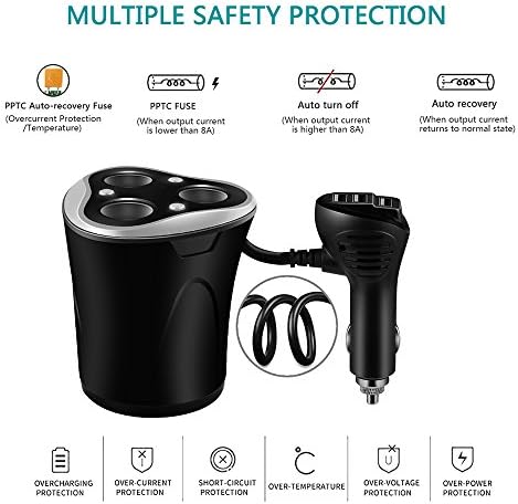 Skyocean Premium 3-Socket Car Cigarette Lighter Splitter & 3 USB Fast Charging Hub | 120 W Dual Voltage DC Power Adapter with Integrated Volt Meter & Energy-Saving On/Off Switch | Perfect for Powering Smartphones, GPS, Dash Cameras & More During Road Trips and Daily Drives