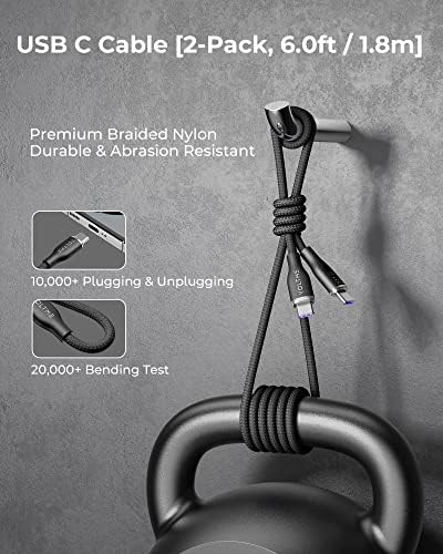 VOLTME 3.3 ft USB C Cable 2-Pack – Premium Nylon Braided Type C Charger for Fast Charging & High-Speed Data Transfer – Compatible with Mac Book Pro 2020, i Pad Pro 2021, Galaxy S22, Pixel, Switch & More – Durable, Universal Charging Solution in Grey for Enhanced Performance and Longevity