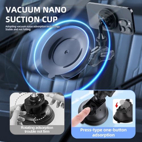 Revolutionary Magnetic Aluminum Car Phone Holder with 360° Rotation – Universal Suction Cup Mount for i Phone, Huawei & Android Devices – Secure, Hands-Free Convenience for Smooth Surfaces & Windshields – Elevate Your Driving Experience with Enhanced Compatibility and Sleek Design