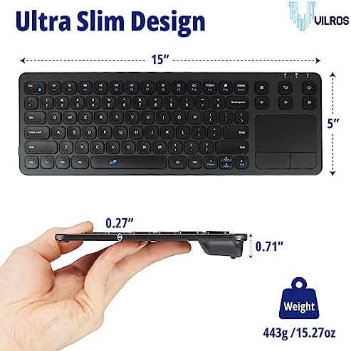 Vilros 2.4 G Wireless & Wired Touch Keyboard with Integrated Touchpad – Ultimate Compatibility for Raspberry Pi and Beyond, Effortless Navigation and Ergonomic Comfort for Work and Play