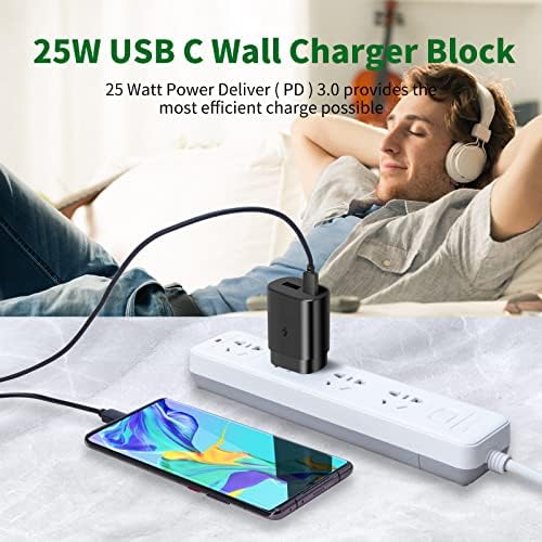 Ultimate 25 W Type-C Fast Charger with 6.6 Ft Cable – Dual-Pack USB-C Wall Charger for Samsung Galaxy S22/S21/Note 20 – Unmatched Speed & Compatibility for Quick Power Delivery – Ideal for Home & Travel Use