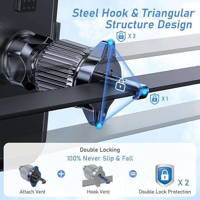 2025 Premium 85+LBS Ultra Strong Suction & Clip Military-Grade 3 in 1 Car Phone Holder Mount for Dashboard Windshield Vent, Heavy Duty Cradle for iPhone 16 15 14 Pro Max, Android Devices – Enhanced Compatibility and Speed