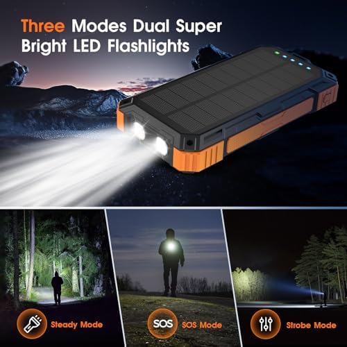 Ultimate 49,800 m Ah Solar Power Bank: Wireless Portable Charger with 4 Integrated Cables, 22.5 W Fast Charging Battery Pack for All Smartphones – Eco-Friendly Outdoor Essential with PD & QC3.0 Technology