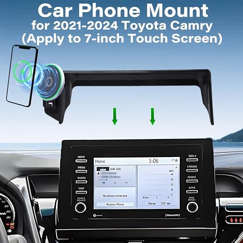 Car Phone Holder for Toyota Camry 2021 2022 2023 2024 Accessories Apply to 9 Inch Touch Screen 15W Fast Wireless Charger Screen Fixed Clip Cell Phone Mount Hands-Free 360 Degree Rotation – Enhanced Compatibility and Speed