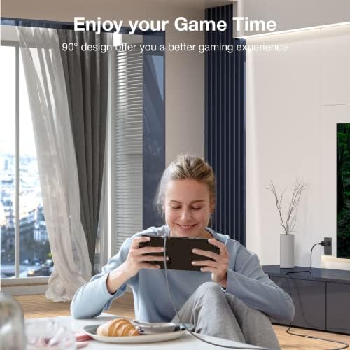 Effortlessly Enhance Your Connectivity with Use Bean 0.6 FT Right Angle USB C Extension Cable 2-Pack – 90-Degree Gen2 20 Gbps Fast Data Transfer for i Phone 16/15, Mac Book, i Pad Pro/Air, Galaxy S25/S24 – Perfect for Tight Spaces and Seamless Charging Solutions