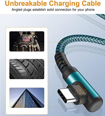 sweguard 10 FT Right Angle USB Type C Charger Cable – Durable Nylon Braided 2-Pack for i Phone 15/16 Pro Max & Samsung Galaxy Models – Enhanced Fast Charging & Tangle-Resistant Design for Ultimate Convenience and Performance