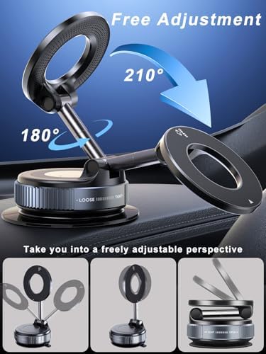 Enhanced 360° Magnetic Phone Holder for Cars & More – Versatile Hands-Free Suction Cup Mount for i Phone 16 Pro Max and Android Devices – Secure Magnetic Grip for Optimal Viewing Anywhere – Perfect for Gym, Shower, and Mirrors – Effortless Installation with Superior Compatibility and Safety