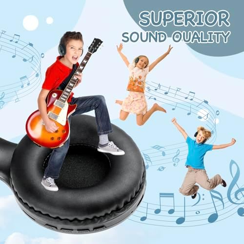 Advanced Bluetooth 5.3 Over-Ear Kids Headphones – Foldable Wireless Design with HD Sound, Built-In Microphone, and Safe Volume Control for Music, Gaming, and Movies – Universal Compatibility with Smartphones & Tablets (Black)