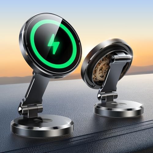JOYROOM Magnetic Wireless Car Charger – 15 W Fast Charging Phone Mount for i Phone 12/13/14/15/16 – Sleek Dashboard Holder with Rotatable Panel for Effortless Navigation and Secure Power on the Move