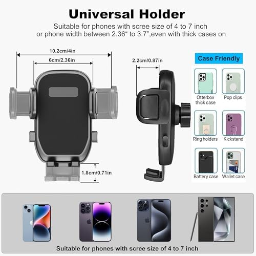 Universal Cup Holder Phone Mount with 360° Rotation – 2-in-1 Adjustable Car Phone Holder for All 4-7” i Phone and Galaxy Models – Enhanced Stability for Hands-Free Navigation and Communication – Perfect for Trucks and Most Vehicle Cup Holders – Durable Design for Long-Lasting Use