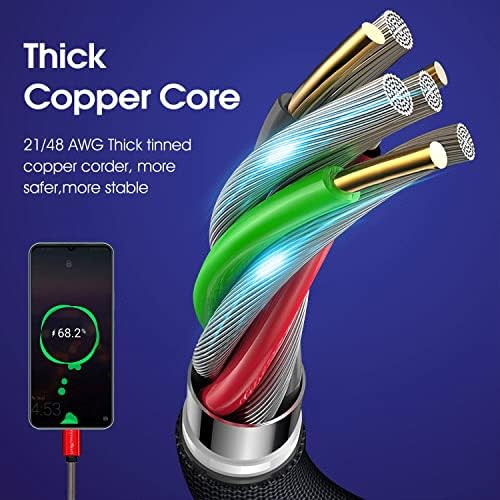 Cyven Premium 3 ft USB Type C Cable Duo Pack – Fast Charge & Data Transfer Cord, Durable TPE Construction, Compatible with Samsung Galaxy A Series, LG V Series, and More – Stylish Pink Design for Enhanced Performance and Versatility
