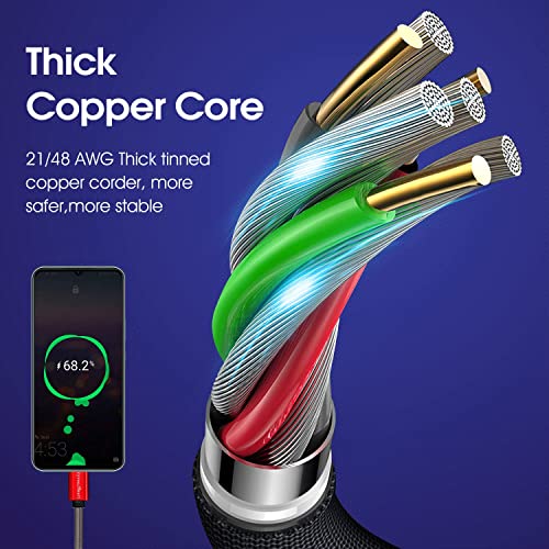 Cyven Premium 10 ft USB C Fast Charging Cable – 3-Pack High-Speed Type C Charger for Android Devices, Compatible with Samsung Galaxy S10, S9, S8 Plus – Enhanced Durability and Flexibility for Everyday Use