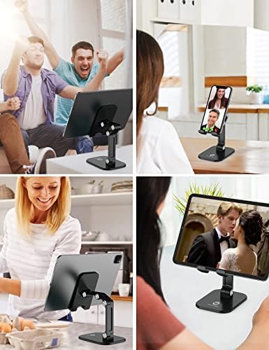 Transform Your Workspace with the OCYCLONE Adjustable Phone Stand & Cable Organizer Set – Versatile Foldable Holder for 4.7″ to 13″ Devices, Personalized Viewing Heights, and Effortless Portability for Home and Office Efficiency