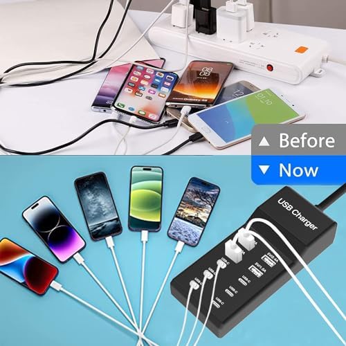 Ultimate 12-Port USB C Charging Station – 60 W Multi-Device Power Hub with 10 USB-C and 2 USB-A Ports for Fast Charging of i Phone, i Pad, Samsung, Google Pixel, Smartwatches, and Headphones – Compact Design for Home, Office, or Travel – Smart Technology for Optimal Power Delivery and Enhanced Compatibility
