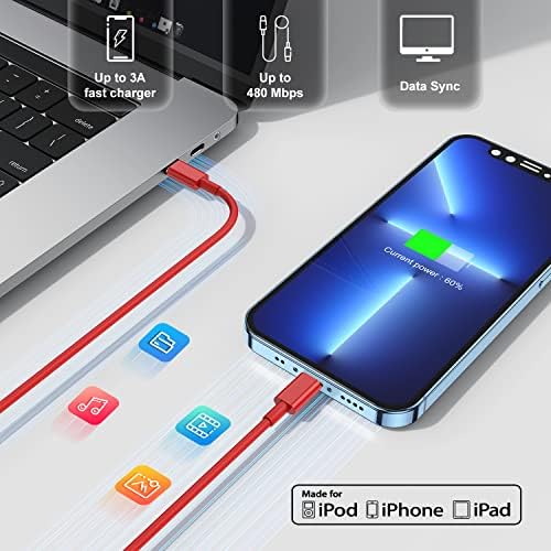 Ultra-Fast 3 FT USB-C to Lightning Charger Cable for i Phone 14, 13, 12, Pro Max & More – Certified High-Speed Charging, Enhanced Durability, and Universal Compatibility for Efficient Power Delivery – Perfect for Home, Office, and Travel Use