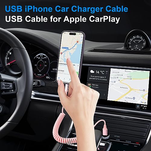 Revolutionize Your Charging Experience with the MFi Certified Pink Coiled i Phone Lightning Cable – 3 FT USB C to Lightning Car Charger for Fast Data Sync and Enhanced Compatibility with i Phone 14, 13, 12, 11 Pro Max, Mini, SE, XS, XR, X, 8, 7, 6, 5 – Tangle-Free and Stylish Accessory for On-the-Go Connectivity