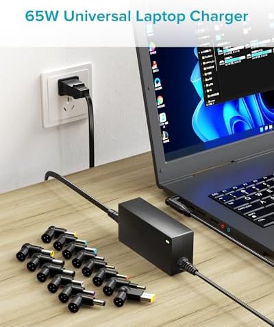 Powseed 65 W Universal Laptop Charger – Premium Power Adapter for Dell, HP, Asus, Acer, Lenovo & More – Advanced Safety Features & Energy Efficient Design – Compatible with 16 Notebook Models – Fast Charging & Reliable Performance for Your Ultrabook, Chromebook, and More
