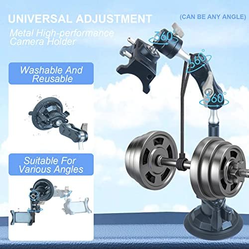 Leepiya 360-Degree Adjustable Car Phone Mount with Remote Control – Universal Suction Cup Holder for Seamless Video Recording and Navigation – Enhanced Compatibility for Smartphones – Ideal for Hands-Free Calls and Documenting Your Journey