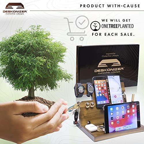 Elegant Wooden Charging Dock for Men – Premium Multifunctional Desk Organizer & Nightstand Essential – Fast Universal Charging Station with Sleek Aesthetic – Perfect Gift for the Discerning Professional