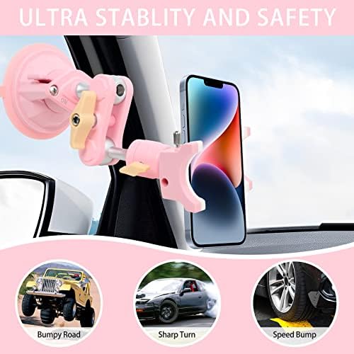 Universal 360° Rotating Suction Cup Phone Mount for Car – Adjustable Dashboard Holder for Enhanced Navigation & Safety (Black) – Optimized for All Smartphone Models