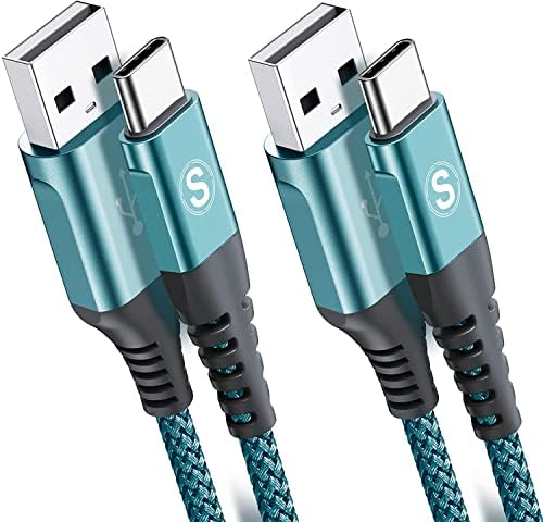 sweguard 3.1 A Fast Charging USB Type C Cable – 2 Pack 6.6 ft Nylon Braided Charger for Samsung Galaxy, LG, Moto, PS5 – Durable, Tangle-Free, High-Speed Data Sync – Ultimate Compatibility and Convenience in Pink