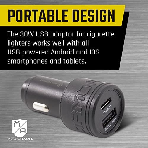 Mob Armor 38 W Dual USB Quick Charge Car Charger – Universal Fast Charging Adapter for USB A & USB C Devices – Compact and Durable Car Phone Charger for Efficient Power on the Go – Ideal for Road Trips and Daily Commuting – Stay Connected with Enhanced Compatibility