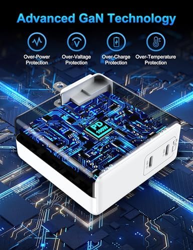 High-Performance 100 W Dual-Port USB-C Fast Charger for Mac Book Pro & Air – Includes 10 FT Charging Cable, Ga N Technology, Overload Protection, and Compact Foldable Design for Effortless Travel – Compatible with i Phone 16/15 Pro and All USB-C Devices