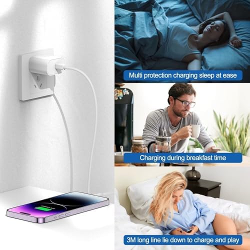 High-Speed i Phone Charging Solution: 10 ft USB C to Lightning Cable with Compact Type C Wall Adapter for Effortless Power Boosting – Perfectly Compatible with i Phone 14 Pro Max, 14 Plus, 14, 13, 12 Mini, 11, XS Max, XR, and i Pad – Durable, Portable, and Ideal for Active Lifestyles