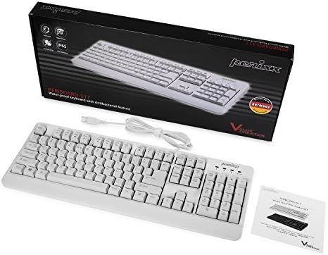 Durable & Washable Perixx PERIBOARD-517 Wired USB Keyboard – IP65 Certified, Ergonomic Design for Home & Office Use, Enhanced Compatibility with Windows & mac OS, Ideal for Quick Cleaning and Hygiene