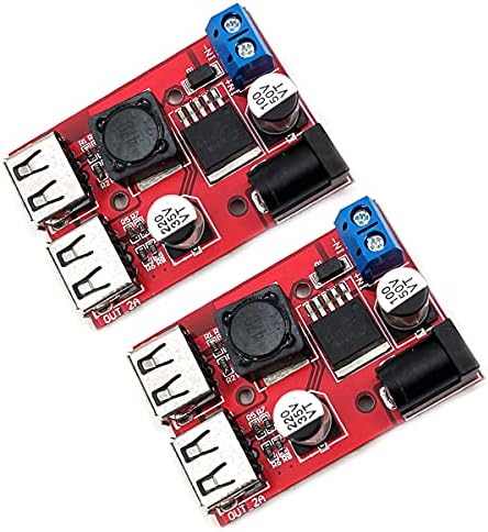 DEVMO 2-Pack Dual USB Adjustable Voltage Regulator – High-Efficiency LM2596 Step-Down Buck Converter for Solar and Automotive Use – 3 A Output for Reliable Charging at 5 V from 9 V, 12 V, 24 V, 36 V Inputs – Versatile Power Supply Module for Modern Electronics