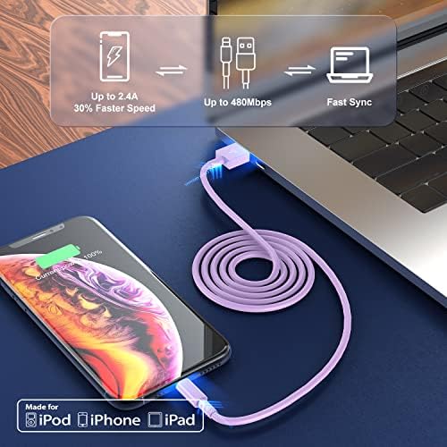 3 Pack 10 FT Apple MFi Certified Lightning to USB Charging Cables for i Phone 12/11/10/X/XR/8 – Fast, Durable, and Flexible Charging Solution for Enhanced Device Usability and Performance