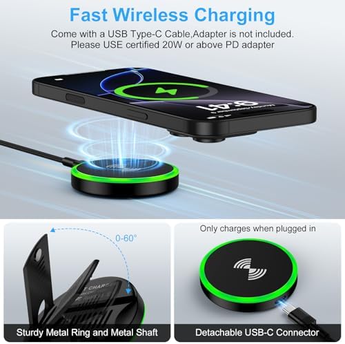 15 W Magnetic Wireless Charger with Kickstand – Fast Charging Pad for i Phone 16/15/14/13/12 & Samsung Galaxy S25/S24/S23 – Portable, High-Efficiency Charging Station for Android and Google Pixel 9 Series – Optimal Performance & Enhanced Compatibility for On-the-Go Charging