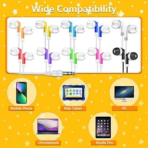 Maximize Classroom Engagement with 60-Pack Vibrant Wired Earbuds – Durable, Comfortable Earphones for Students – Ergonomic In-Ear Fit with 3.5 mm Compatibility for Laptops, Chromebooks & PCs – Tangle-Free Design for Uninterrupted Learning Sessions