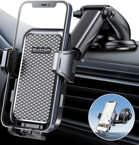 Versatile 3-in-1 Car Phone Holder: Ultra-Stable Suction Mount for Windshield, Dashboard, and Desk – Hands-Free Smartphone Stand Compatible with i Phone & Samsung – Optimal Viewing & Safe Navigation Accessory for Drivers