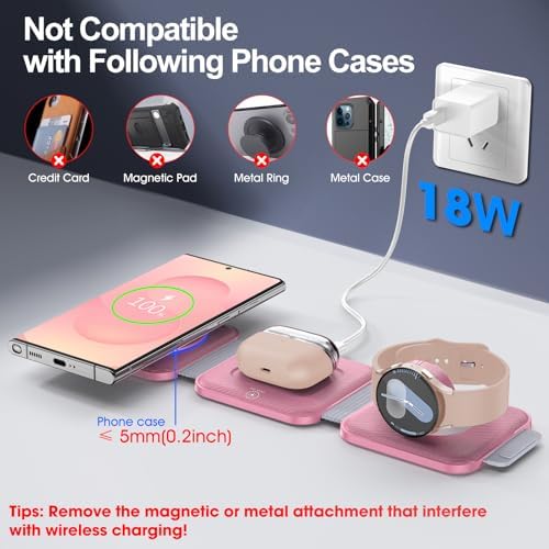 Compact 3-in-1 Foldable Wireless Charging Hub for Samsung Devices – Ultimate Travel Solution for Galaxy S25 Ultra, S24, Z Flip 6/5, Watch 7, and Buds Pro3 – Safe, Sleek, and Efficient Docking Station for All Your Charging Needs – Ideal for Home, Office, and On-the-Go Power Management – Space-Saving Design with Advanced Safety Features – Includes USB Type-C Cable and 18 W Power Adapter – Elevate Your Charging Experience with This Versatile, Multi-Device Station