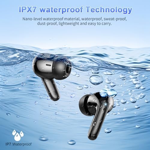 Cutting-Edge Bluetooth 5.3 Wireless Earbuds with Quad HD Microphones – 56-Hour Extended Playtime for Non-Stop Sound, IPX7 Waterproof Design for Active Lifestyles, Premium Hi-Fi Stereo Audio, LED Battery Indicator, USB-C Rapid Charging – Perfect for Workouts, Daily Commutes, and Relaxation Sessions