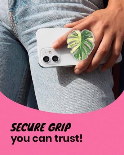 Tropical Leaf Mag Safe-Compatible Collapsible Phone Grip Stand – Chic Acrylic Smartphone Accessory for Optimal Stability and Comfort, Ideal for Hands-Free Viewing and On-the-Go Convenience (Crystallinum Dark)