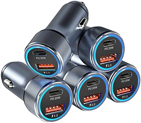 Bangfun 5 Pack USB C Car Charger – 36 W Dual USB Fast Charge Adapter for i Phone 15/14/13/12/11 Pro Max, i Pad, Samsung S24/S21/S20, Google Pixel – Ultimate Compatibility & Rapid Power Solutions for On-the-Go Charging