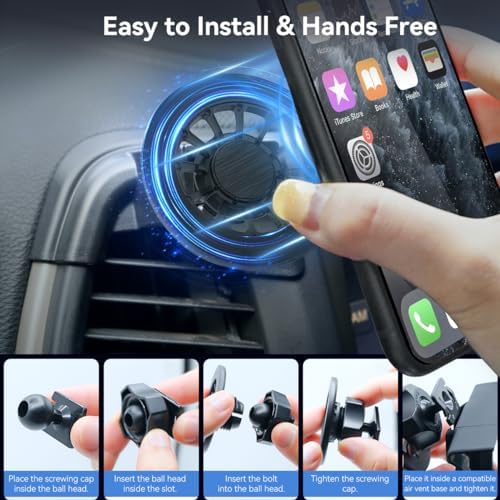 Elevate Your Driving Experience with the BEHAVE Magnetic Phone Holder for Jeep Cherokee (2015-2018) – Innovative 360-Degree Rotating Mount for Seamless Navigation and Enhanced Safety, Compatible with Mag Safe, i Phone 15/14/13/12 & Android Smartphones