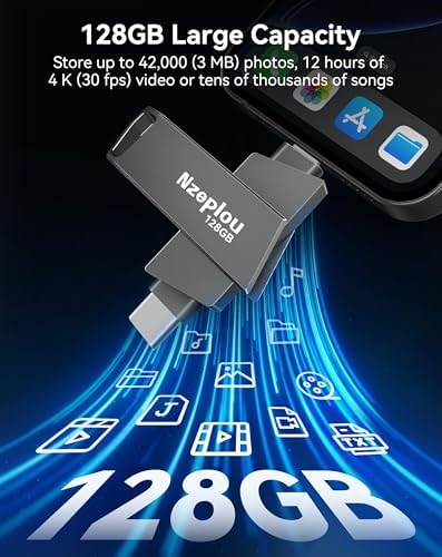 256 GB Lightning & USB-C Flash Drive for i Phone/i Pad – Ultra-Fast USB 3.0 Memory Stick for Effortless Photo & Video Backup – Plug & Play External Storage Solution (Sleek Silver Design) – Perfect for Seamless Data Management and Expansive Memory Needs