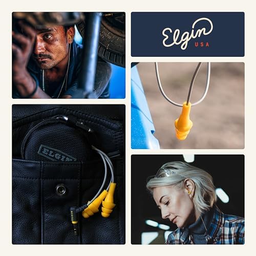 Elgin Ruckus+ OSHA Compliant Earplug Earbuds – 25 d B Noise Reduction Wired Headphones with Built-in Mic for Clear Communication – Sweatproof Design for Construction & Industrial Use – Enhanced Device Compatibility for Seamless Connectivity and Comfort