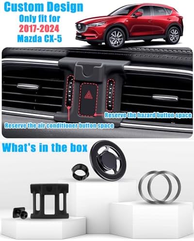 Mazda CX-5 Magnetic Phone Holder (2017-2024) – Premium Air Vent Mount for i Phone 16/15/14/13/12 Pro Max & All Smartphones – Effortless Installation, Optimal Compatibility, and Enhanced Safety for Hands-Free Navigation